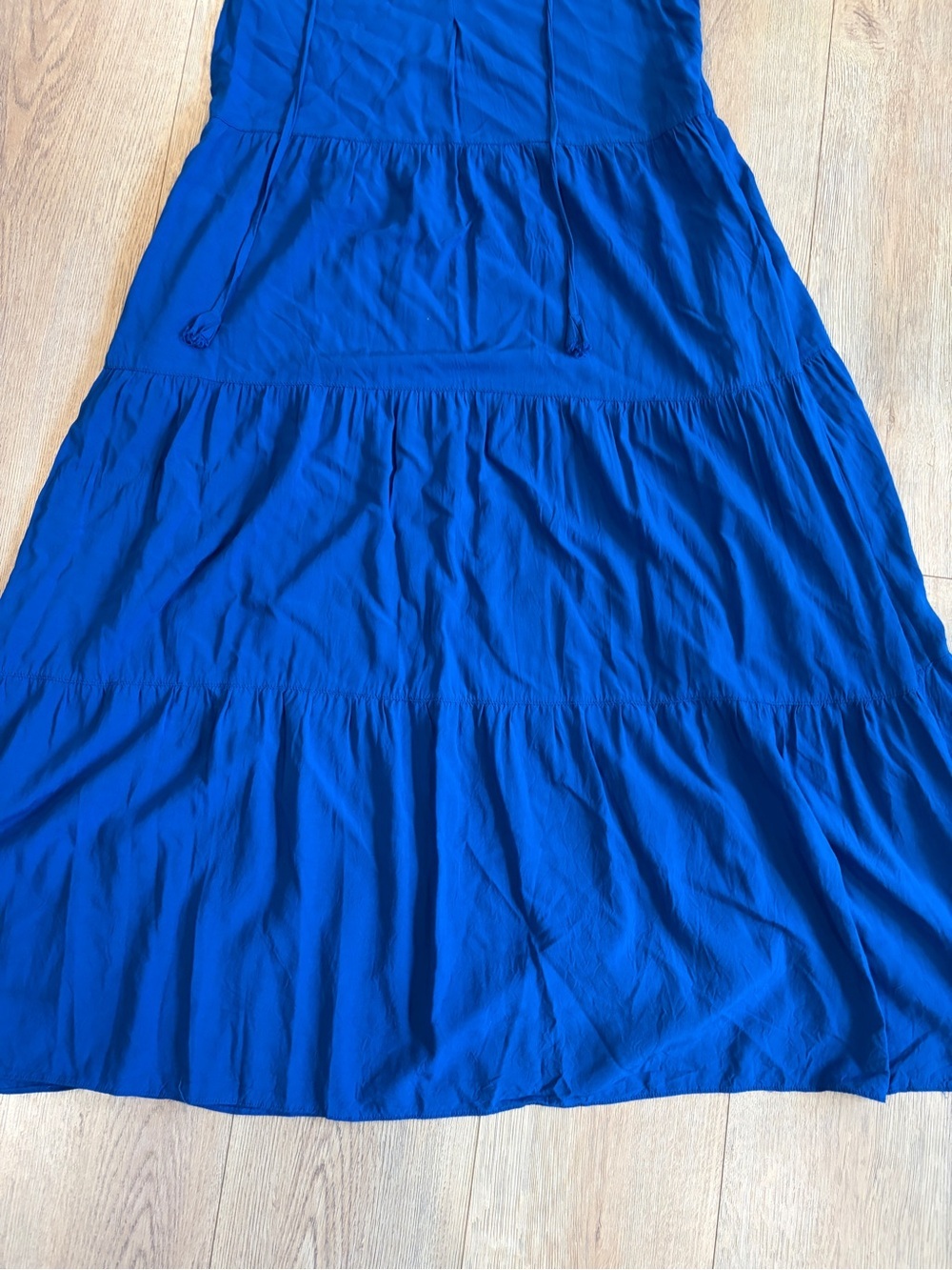 Max Studio Blue Tiered Maxi Dress Medium Sleeveless Boho Cottagecore - Picture 2 of 11